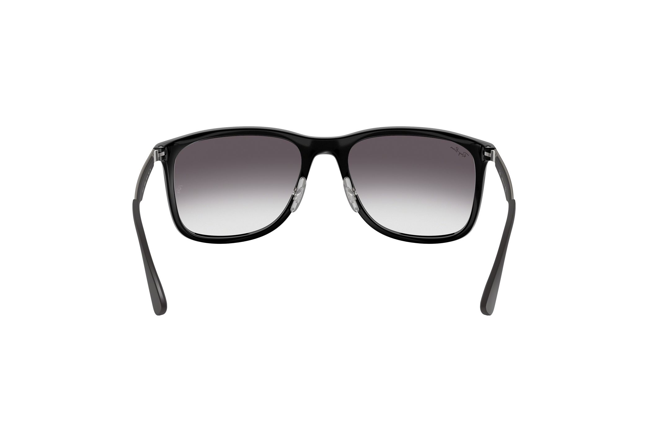 Ray-Ban RB4313-601/8G Unisex sunglasses featuring a gloss black nylon frame and grey lenses, perfect for stylish eye protection.